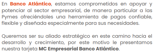 Información Tarjeta MC Empresarial